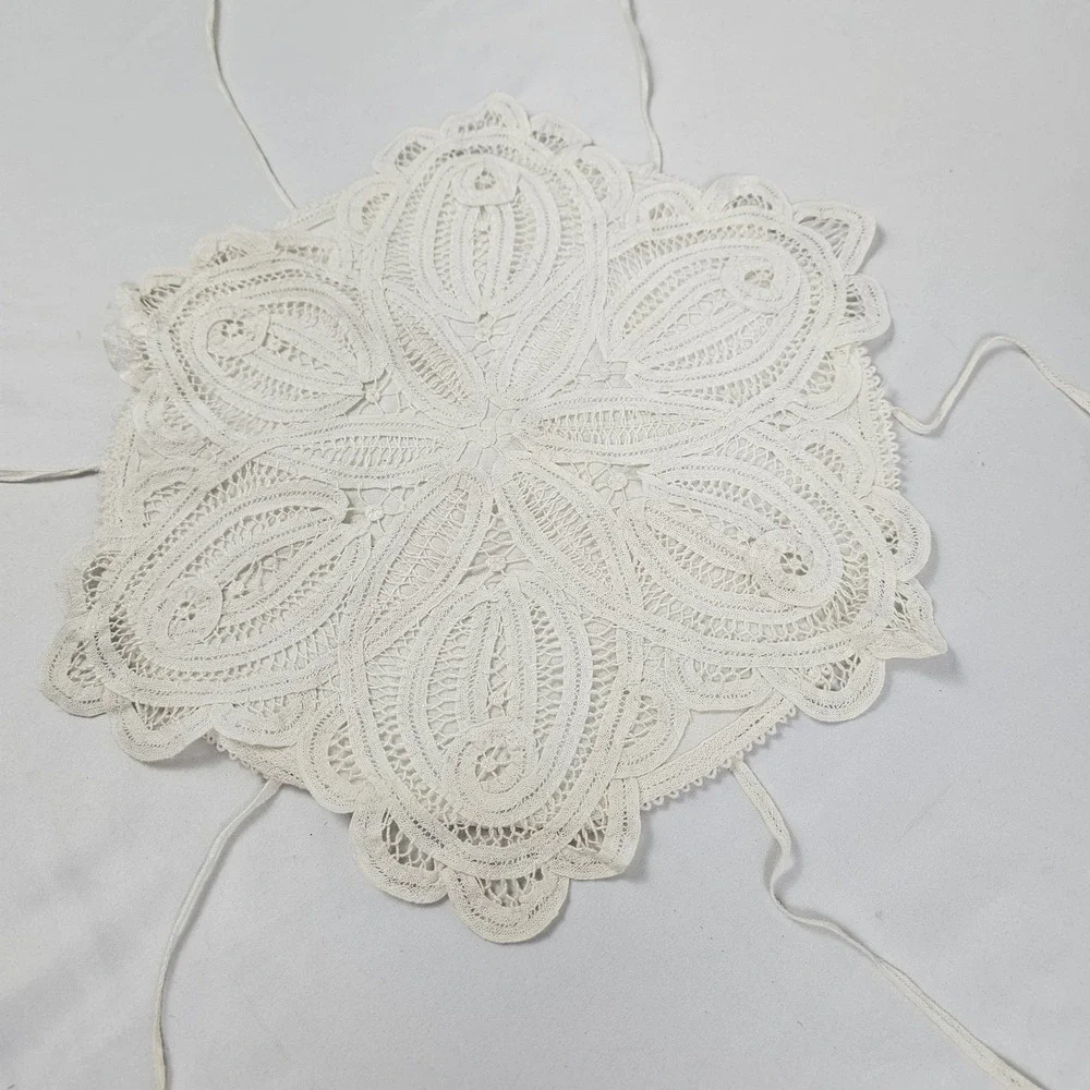 Vintage Belgium Linen Lace Bread Warmer Bun Muffin Server Holder 13